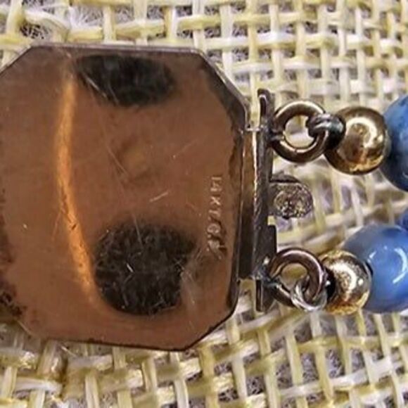 Lapis Lazuli, Sodalite Chip 2 Strand Necklace Large Druzy Pendant 18"L - Picture 5 of 7